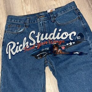 Rich studios Blue Graphic Men Jeans